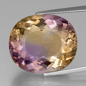 Amétrine bicolore naturelle coupe ovale, 22,00 ct, VVS