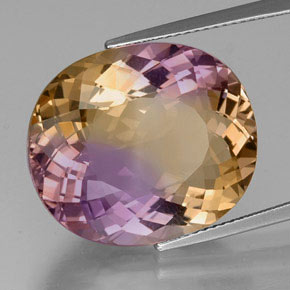 Amétrine bicolore naturelle coupe ovale, 22,00 ct, VVS
