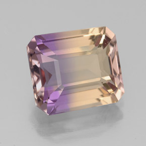 Amétrine bicolore naturelle taille émeraude, 3,45 ct, VVS-VS