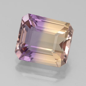 Amétrine bicolore naturelle taille émeraude, 3,45 ct, VVS-VS