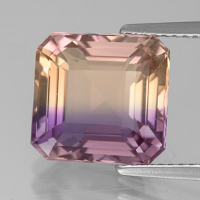 Amétrine bicolore naturelle taille émeraude, 5,61 ct, VVS