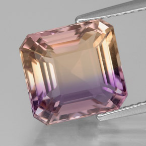 Amétrine bicolore naturelle taille émeraude, 5,61 ct, VVS