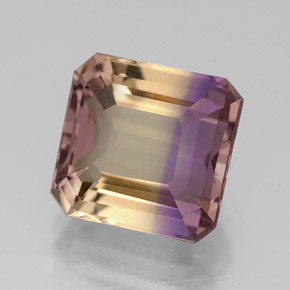Amétrine bicolore naturelle taille émeraude, 4,86 ct, VS