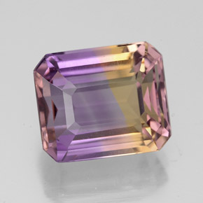 Amétrine bicolore naturelle taille émeraude, 5,30 ct, VVS-VS