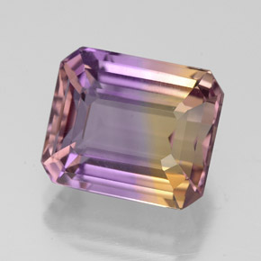 Amétrine bicolore naturelle taille émeraude, 5,30 ct, VVS-VS