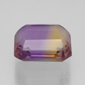 Amétrine bicolore naturelle taille émeraude, 5,30 ct, VVS-VS