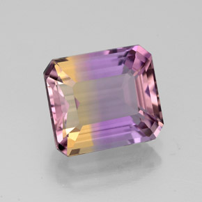Amétrine bicolore naturelle taille émeraude, 3,03 ct, VS