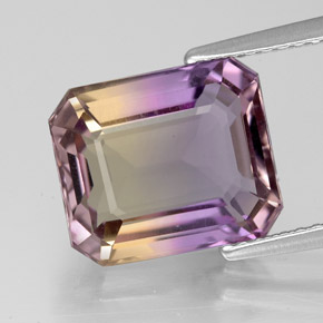 Amétrine bicolore naturelle taille émeraude, 4,60 ct, VVS-VS