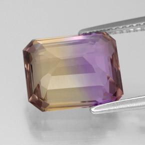 Amétrine bicolore naturelle taille émeraude, 4,60 ct, VVS-VS