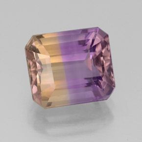 Amétrine bicolore naturelle taille émeraude, 3,38 ct, VS