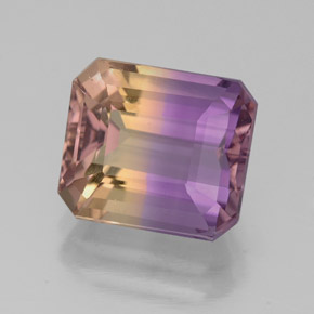Amétrine bicolore naturelle taille émeraude, 3,38 ct, VS
