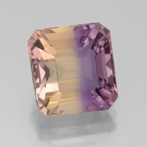 Amétrine bicolore naturelle taille émeraude, 3,84 ct, VVS-VS