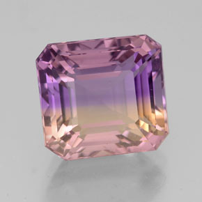 Amétrine bicolore naturelle taille émeraude, 4,78 ct, VS