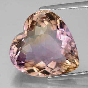 Amétrine bicolore naturelle forme de coeur, 12,34 ct, VS