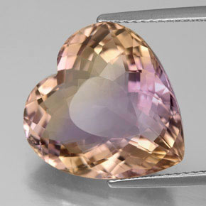 Amétrine bicolore naturelle forme de coeur, 12,34 ct, VS