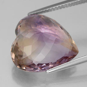 Amétrine bicolore naturelle forme de coeur, 12,34 ct, VS