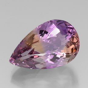 Amétrine bicolore naturelle en forme de poire, 18,87 ct, VS