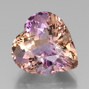 Amétrine bicolore naturelle forme de coeur, 14,43 ct, VVS