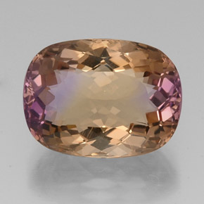 Amétrine bicolore naturelle coupe coussin, 16,25 ct, VVS
