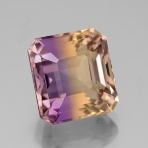Amétrine bicolore naturelle taille émeraude, 5,47 ct, VS-SI