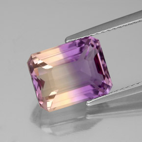 Amétrine bicolore naturelle taille émeraude, 4,72 ct, VS