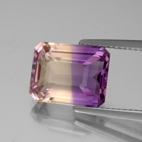 Amétrine bicolore naturelle taille émeraude, 4,72 ct, VS