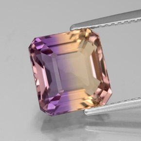 Amétrine bicolore naturelle taille émeraude, 4,36 ct, VS