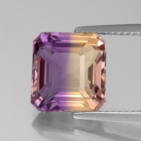 Amétrine bicolore naturelle taille émeraude, 4,36 ct, VS