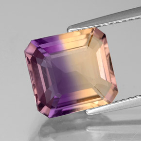 Amétrine bicolore naturelle taille émeraude, 4,01 ct, VS
