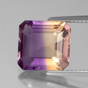 Amétrine bicolore naturelle taille émeraude, 4,01 ct, VS