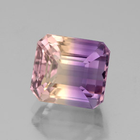 Amétrine bicolore naturelle taille émeraude, 3,53 ct, VS