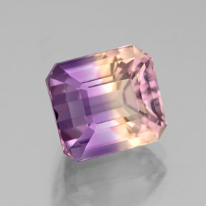 Amétrine bicolore naturelle taille émeraude, 3,53 ct, VS