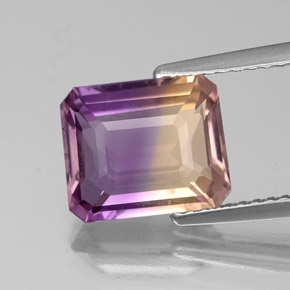 Amétrine bicolore naturelle taille émeraude, 2,76 ct, VS