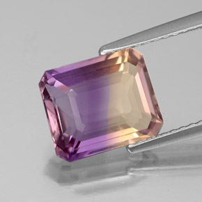 Amétrine bicolore naturelle taille émeraude, 2,76 ct, VS