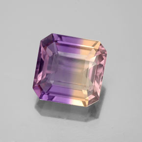 Amétrine bicolore naturelle taille émeraude, 3,06 ct, VS