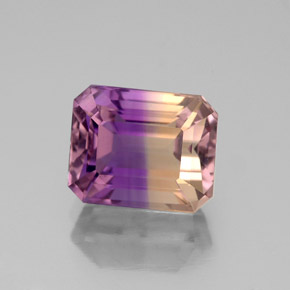 Amétrine bicolore naturelle taille émeraude, 3,11 ct, VVS