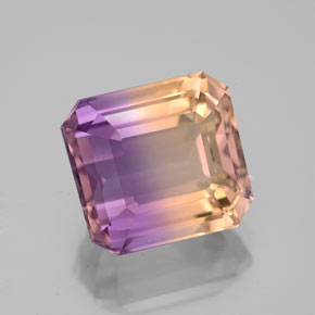 Amétrine bicolore naturelle taille émeraude, 5,58 ct, VS