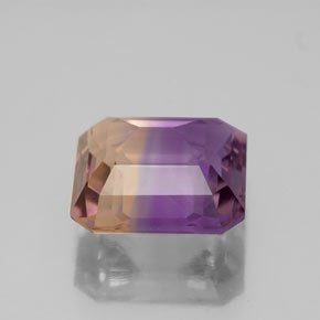 Amétrine bicolore naturelle taille émeraude, 4,13 ct, VS-SI