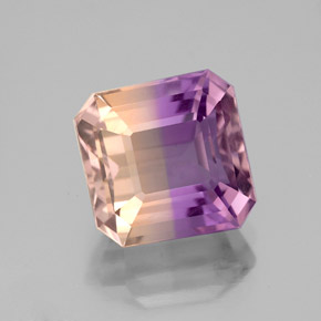 Amétrine bicolore naturelle taille émeraude, 4,48 ct, VS