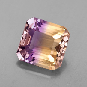 Amétrine bicolore naturelle taille émeraude, 4,37 ct, VS
