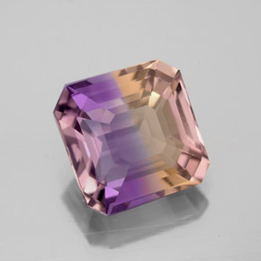 Amétrine bicolore naturelle taille émeraude, 3,91 ct, VVS-VS