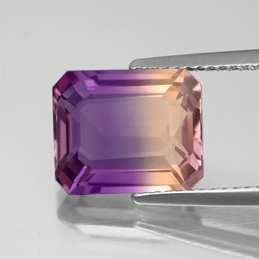 Amétrine bicolore naturelle taille émeraude, 4,36 ct, VS