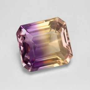 Amétrine bicolore naturelle taille émeraude, 9,00 ct, VVS-VS