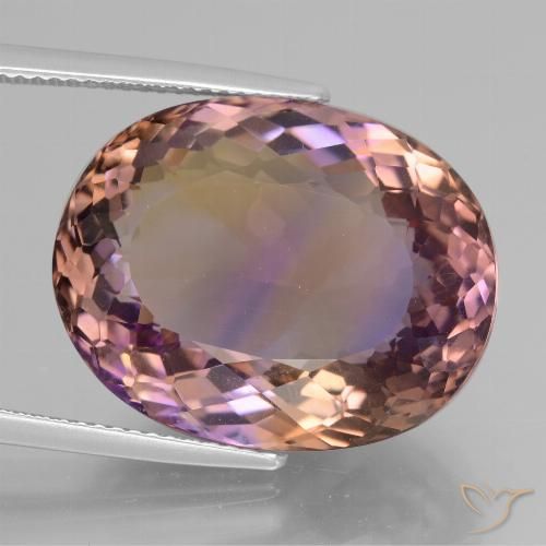 Amétrine bicolore naturelle coupe ovale, 27,34 ct, VVS