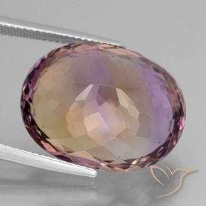 Amétrine bicolore naturelle coupe ovale, 27,34 ct, VVS
