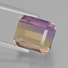 Amétrine bicolore naturelle taille émeraude, 3,06 ct, VS