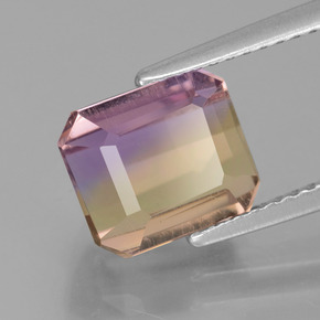 Amétrine bicolore naturelle taille émeraude, 3,06 ct, VS