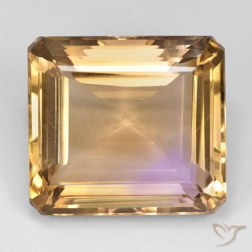 27.34ct Naturel Bicolore Amétrine, Taille émeraude, VS