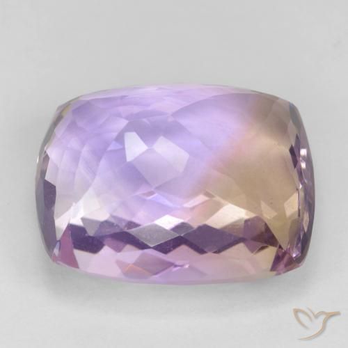 Amétrine bicolore naturelle coupe coussin, 29,87 ct, VVS