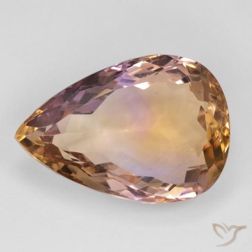 18.63ct Naturel Bicolore Amétrine, En forme de poire, VS